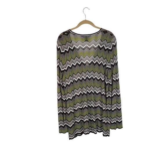 Doncaster Lightweight Cardigan Gray White Brown Lime Green Chevron Size XL - Picture 2 of 8